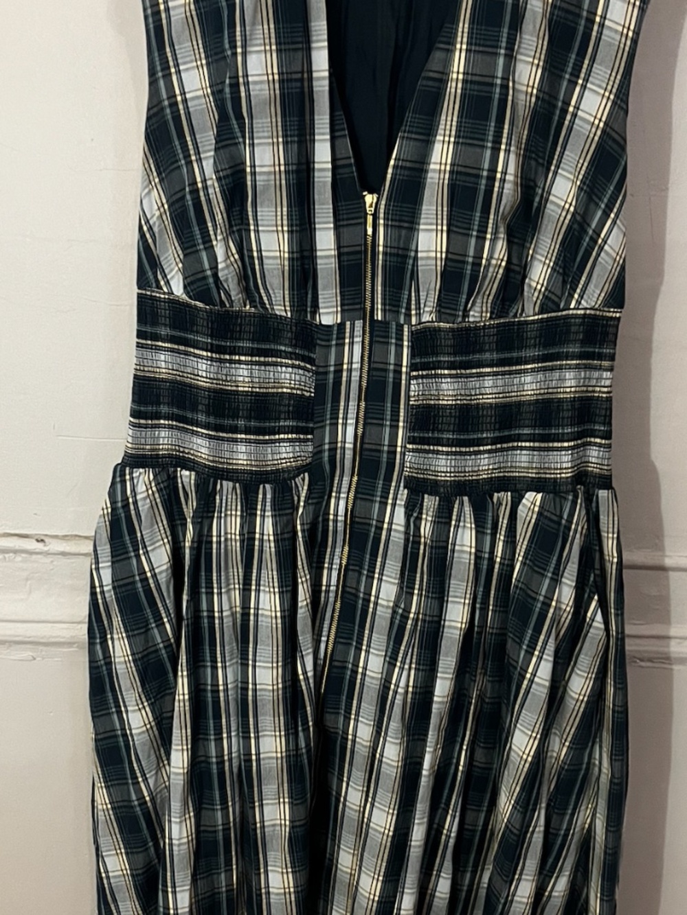 Plaid Midi Dress with Capped Sleeves - Picture 5 of 8